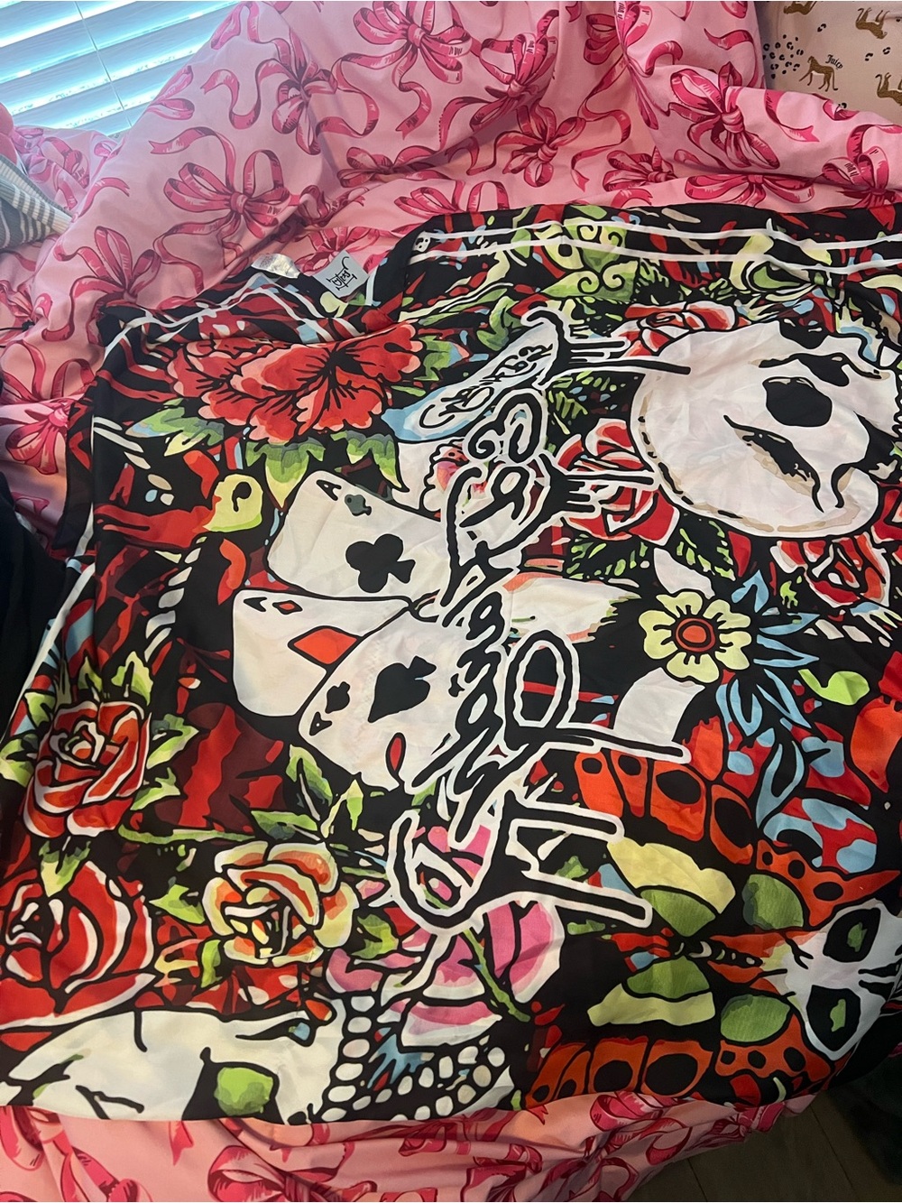 Ed Hardy Floral Skull Graphic Scarf